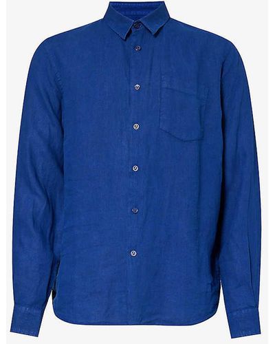 Vilebrequin Caroubis Brand-embroidered Relaxed-fit Linen Shirt Xx - Blue