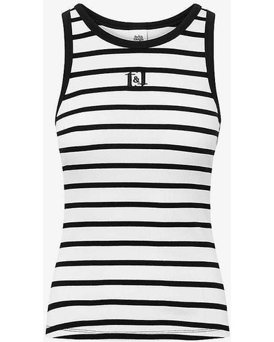 Twist & Tango Azra Racer-back Striped Stretch Organic-cotton Vest Top - White