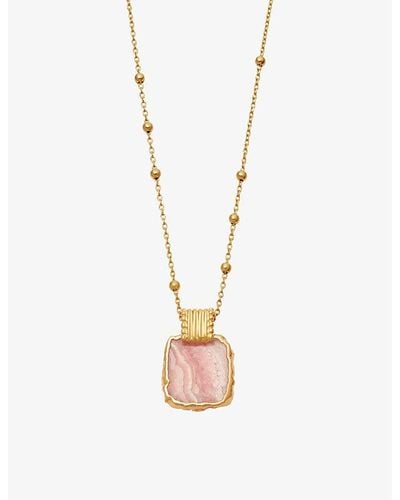 Missoma Lena 18ct Yellow Gold Vermeil Sterling Silver And Pink Rhodochrosite Pendant Necklace - White