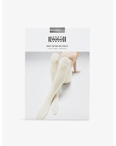 Wolford Ribbed Opaque Stretch-woven Tight - White