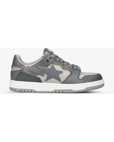 A Bathing Ape Bape Sk8 Sta #3 M2 Leather Low-top Trainers - Grey