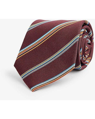 Paul Smith Striped Wide-blade Silk Tie - Purple