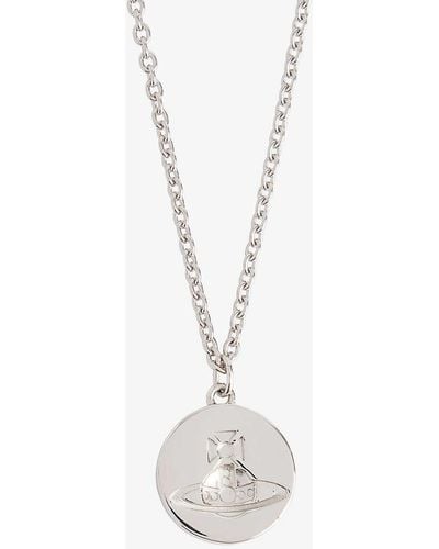 Vivienne Westwood Janus Orb-engraved 925 Sterling Silver Pendant Necklace - White