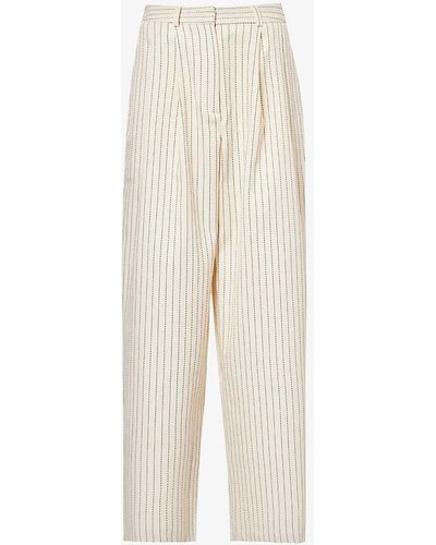 Frankie Shop Ripley Wide-leg High-rise Woven-blend Trousers - White