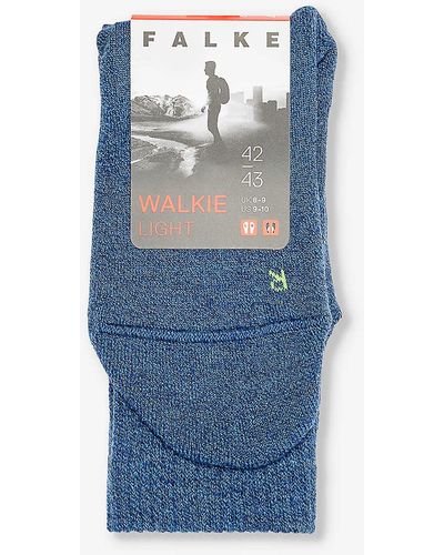 FALKE Walkie Light Logo-print Wool-blend Knitted Socks - Blue
