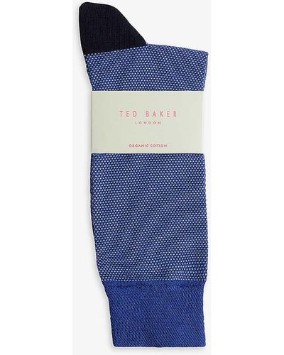 Ted Baker Coretex Branded Organic-cotton Blend Socks - Blue
