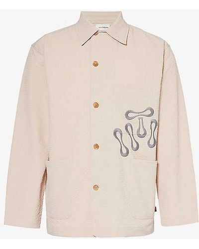 Honor The Gift Seersucker Brand-embroidered Woven Jacket - White