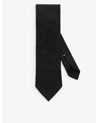 Eton Textured Woven Silk Tie - Black