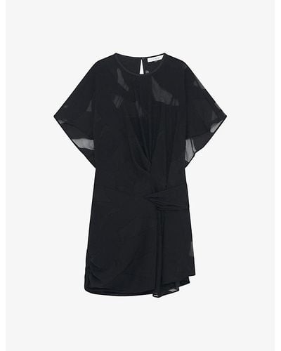 IRO Seona Round-neck Slim-fit Woven Mini Dress - Black