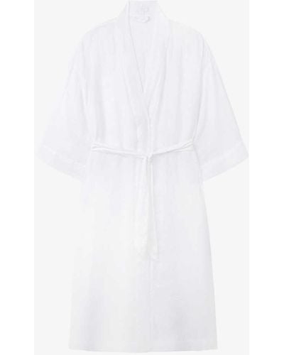 The White Company The Company Relaxed-fit Cropped-sleeve Gauze Linen Robe - White