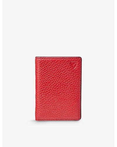 Aspinal of London Logo-embossed Double-fold Leather Card Holder - Red