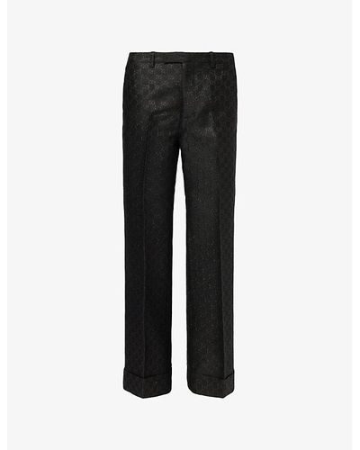 Gucci Flared-leg Mid-rise Wool-blend Pants - Black