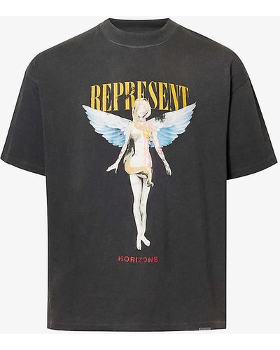 Represent Reborn Graphic-print Cotton-jersey T-shirt X - Black