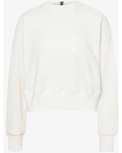 Gucci Logo-embroidered Zip-through Cotton-jersey Sweatshirt - White