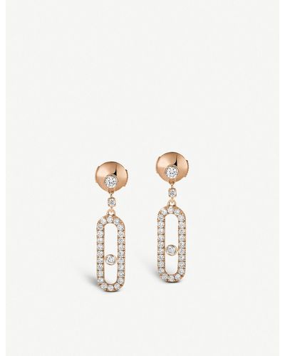 Messika Move Uno 18ct Pink-gold And Diamond Earrings