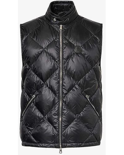 Moncler Nasta Logo-patch Diamond-quilted Shell-down Gilet - Black