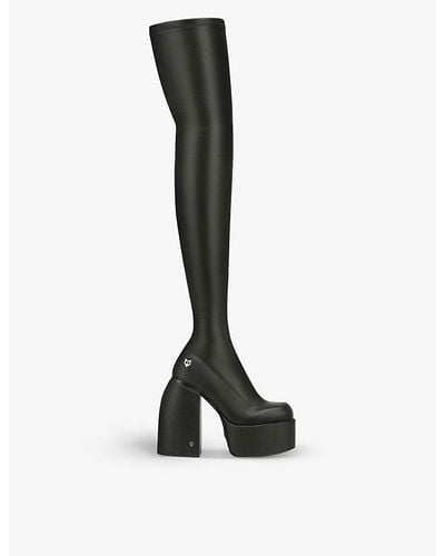Naked Wolfe Juicy Faux-leather Thigh-high Heeled Boots - Black