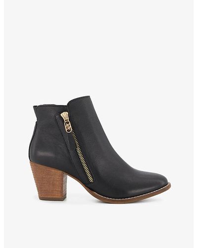 Dune Paicey Zip-up Heeled Leather Ankle Boots - Black