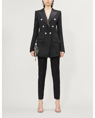 Alexandre Vauthier Crystal-button Double-breasted Wool Blazer - Black