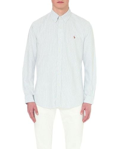 Polo Ralph Lauren Long-sleeved Button-down Custom-fit Cotton Oxford Shirt - White