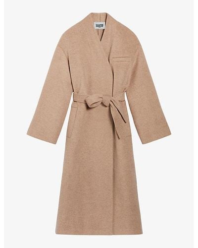 Claudie Pierlot Oversized Extra Wide-sleeve Felted-wool Coat - Natural
