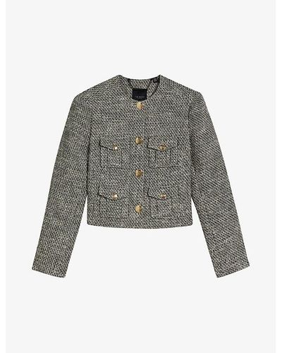Ted Baker Faraae Boucle Patch-pocket Cotton-blend Jacket - Grey