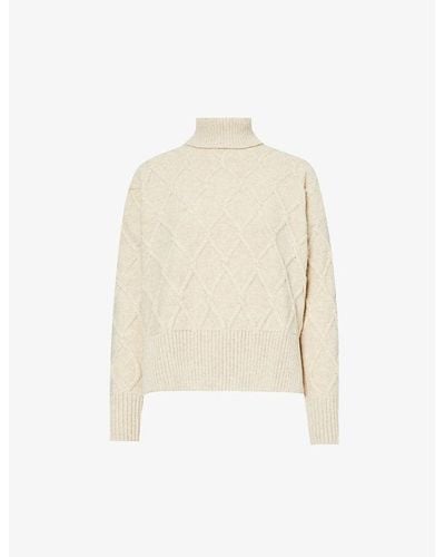 Barbour Perch Turtle-neck Wool-blend Sweater - White