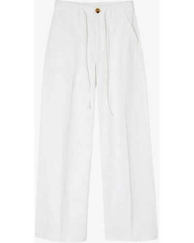 Sandro Patch-pocket High-rise Denim Trousers - White