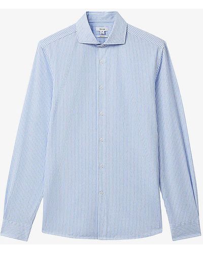 Reiss Archie Stripe-print Slim-fit Woven Shirt - Blue