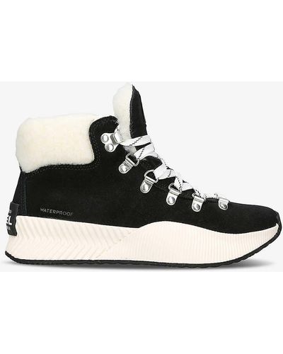 Sorel Explorer Ii Joan Shearling-lined Suede Boots - Black
