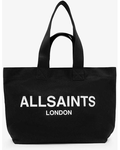 AllSaints Ali Logo-print Cotton-canvas Tote Bag - Black