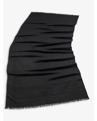 BVLGARI Lettere Maxi Brand-pattern Wool And Silk Stole - Black
