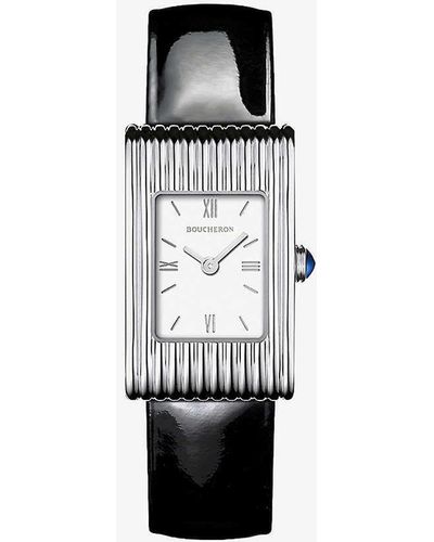 Boucheron Wa030501 Reflet Small Stainless-steel And Sapphire Cabochon Watch - White