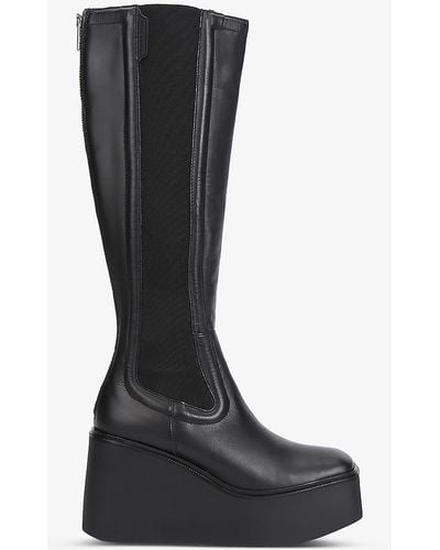 Kurt Geiger Stately Chunky-sole Leather Knee-high Boots - Black