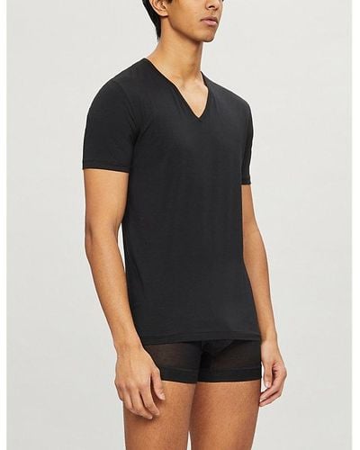 Zimmerli of Switzerland Pure Comfort Cotton-blend T-shirt - Black