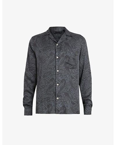 AllSaints Nidaros Paisley-print Woven Shirt - Grey