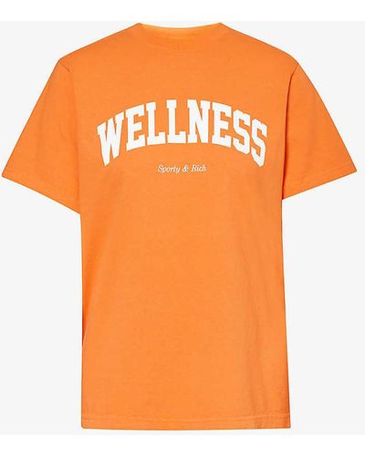 Sporty & Rich Wellness Brand-print Cotton-jersey T-shirt X - Orange