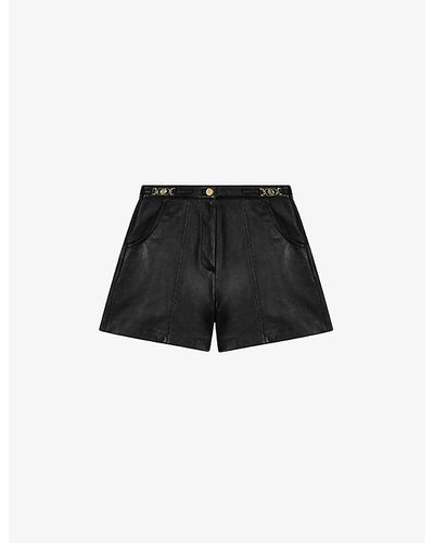 Maje Imori Mid-rise Leather Shorts - Black