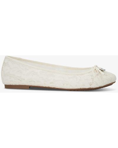 Dune Bridal Heartstring Lace Ballet Flats - White