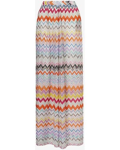 Missoni Abstract-pattern Wide-leg Mid-rise Knitted Trousers - Multicolour