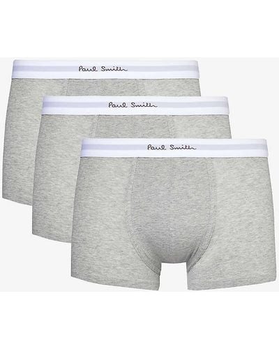Paul Smith Logo-waistband Pack Of Three Stretch-organic Cotton Trunks Xx - White