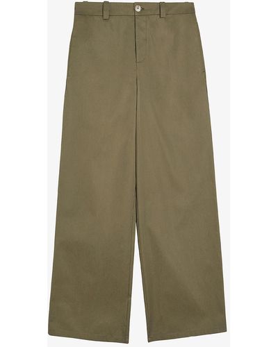 Ted Baker Mib Snargg Wide-leg Cotton Chino Trousers - Green