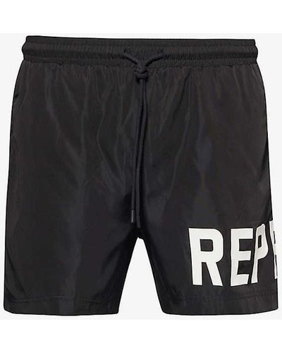 Represent Brand-print Regular-fit Swim Shorts Xx - Black