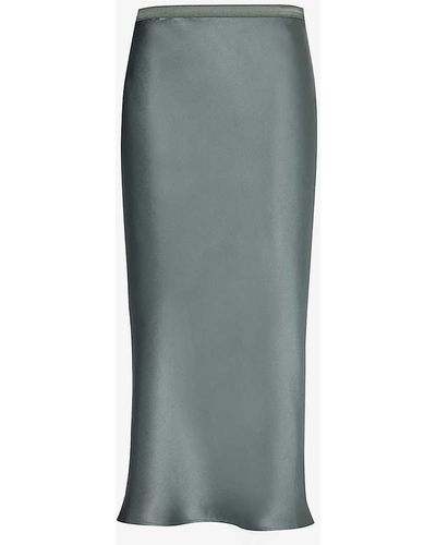 Anine Bing Bar High-rise Silk Midi Skirt - Grey