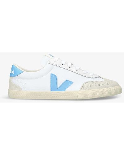 Veja Volley Logo-embroidered Canvas Low-top Trainers - Blue