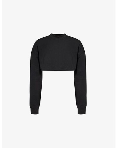 adidas By Stella McCartney Truecasuals Cropped Organic-cotton Sweatshirt - Black