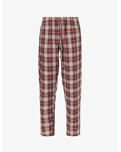 Hanro Checked Regular-fit Straight-leg Cotton Pajama Bottoms - Red