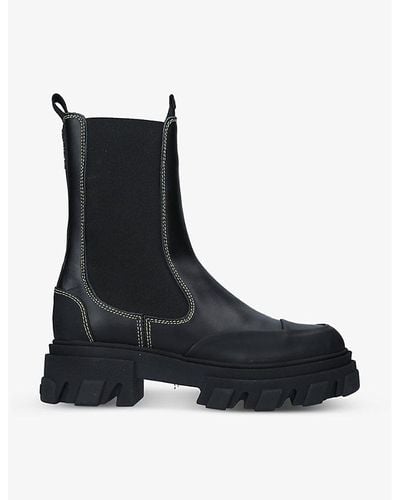 Ganni Xl Leather Chelsea Boots - Black