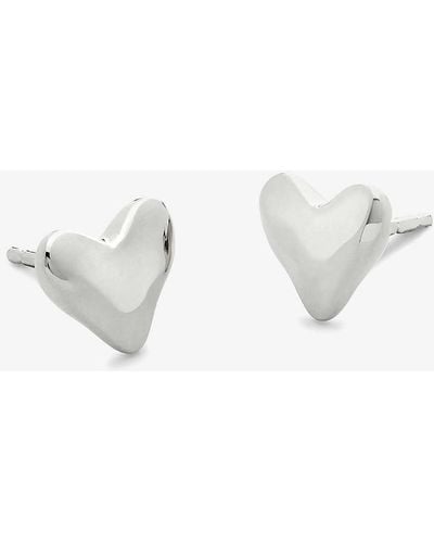 Monica Vinader Heart Sterling-silver Stud Earrings - White