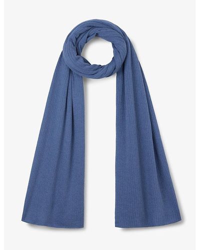The White Company Ribbed Linen And Cotton Scarf - Blue